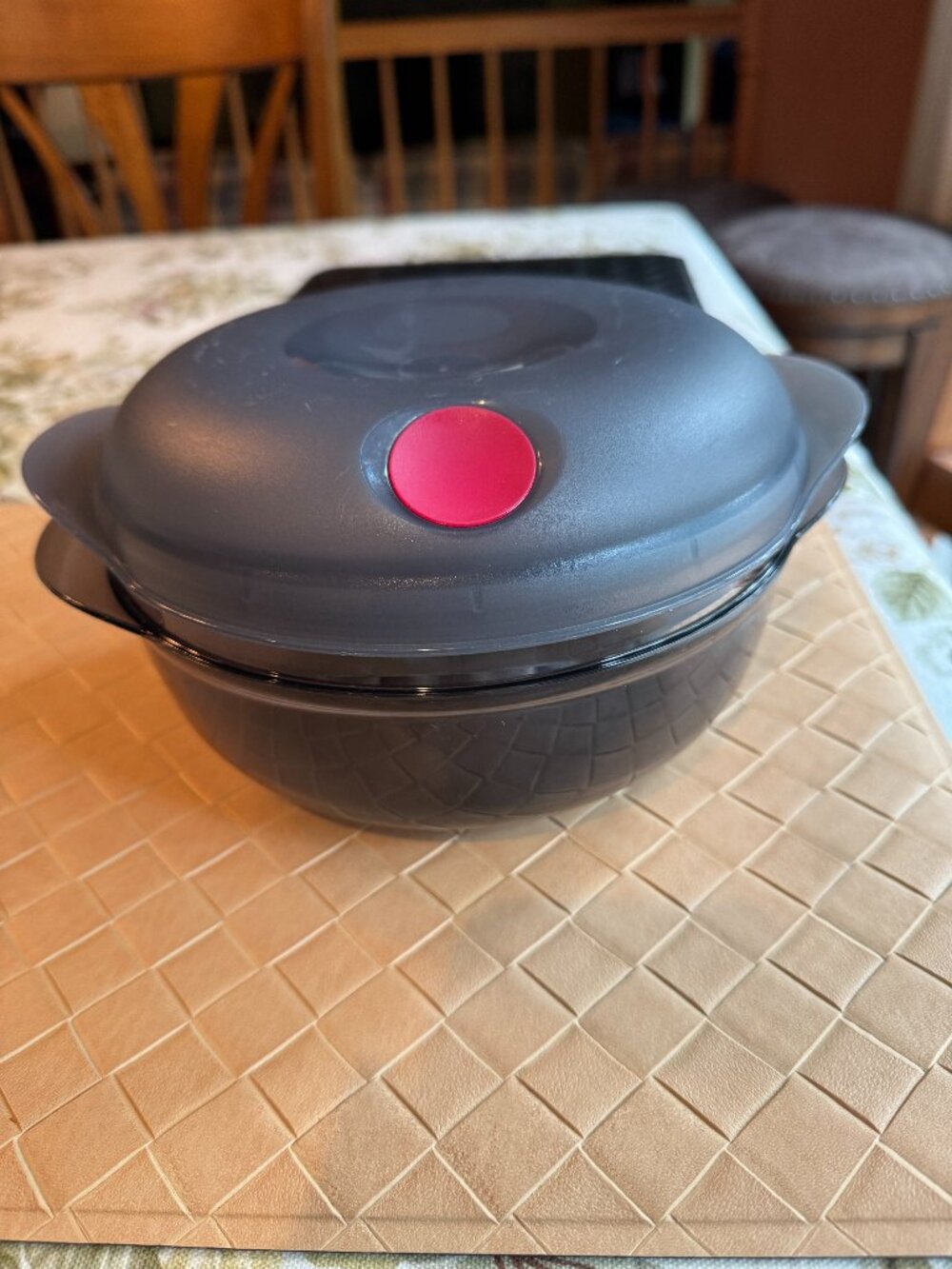 Tupperware Heat N Serve Container 1.5L Charcoal Oval with Lid 5411A-1